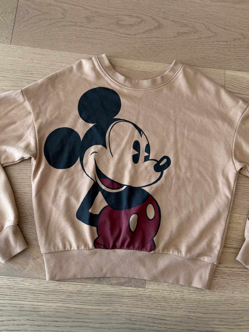 H&M Disney Mickey Mouse Kids Sweatshirt Beige Size 12/14
